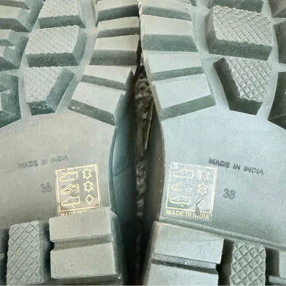 Free People Lyra Lug Sole Dark Green Chunky Loafers Size 38 7.5 - Picture 4 of 6